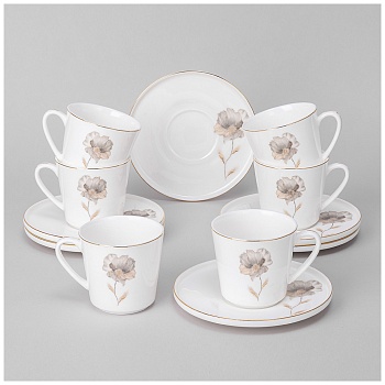 КОФЕЙНЫЙ НАБОР LEFARD "INSPIRATION" ЗОЛОТОЙ ЦВЕТОК НА 6 ПЕР. 12 ПР. 220 МЛ (КОР=4НАБ.)