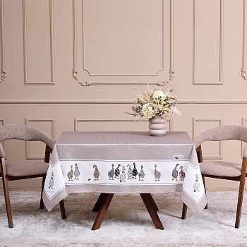 СКАТЕРТЬ "FAMILY FARM" 140Х180СМ ,100% ХЛОПОК, КАПУЧИНО , ТВИЛ, ПРОПИТКА