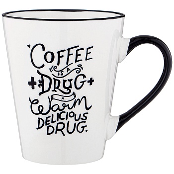 КРУЖКА БЕЛАЯ С ЧЕРНОЙ РУЧКОЙ 400 МЛ (КОР=36ШТ) 13,3*9,6*11,5СМ