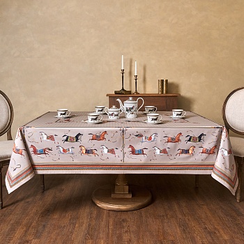 СКАТЕРТЬ "PASSAGE" 160Х220СМ ,КАПУЧИНО,100% ХЛОПОК С ПРОПИТКОЙ,ТВИЛ