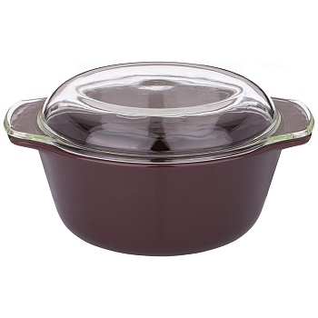 ФОРМА ДЛЯ ЗАПЕКАНИЯ СО СТЕКЛЯННОЙ ЖАРОПРОЧНОЙ КРЫШКОЙ AGNESS 28*23*13,4СМ 2,5Л КОРИЧНЕВАЯ (КОР=6ШТ.)