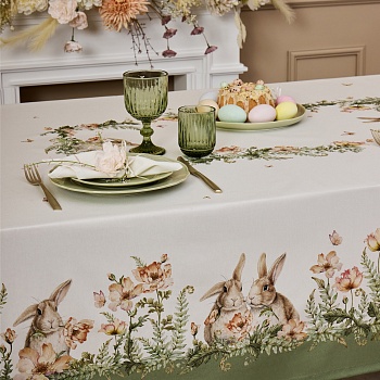 СКАТЕРТЬ "SENSE" 160Х220СМ ,ЗЕЛЕНЫЙ 100%ХЛОПОК, ТВИЛ С ПРОПИТКОЙ