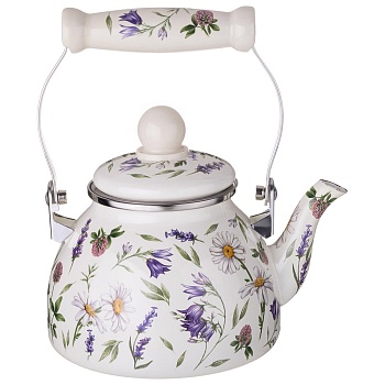 ЧАЙНИК AGNESS ЭМАЛИРОВАННЫЙ СО СЪЕМНЫМ ФИЛЬТРОМ ИЗ НЖС СЕРИЯ "FLOWER STORY", 1,1 Л