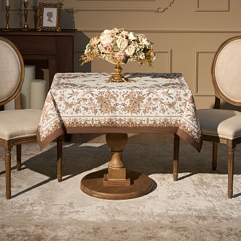 СКАТЕРТЬ " ROYAL GARDEN" 110Х140СМ ,БЕЛЫЙ ,100% ХЛОПОК ,ТВИЛ С ПРОПИТКОЙ