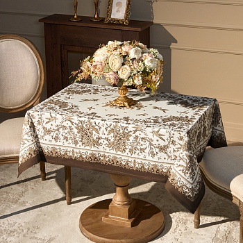 СКАТЕРТЬ "RICH GARDEN" 110Х140СМ ,БЕЛЫЙ ,100% ХЛОПОК ,ТВИЛ С ПРОПИТКОЙ