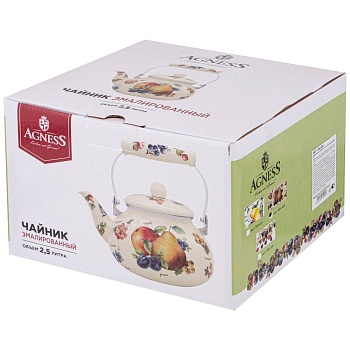 ЧАЙНИК AGNESS  ЭМАЛИРОВАННЫЙ СЕРИЯ "ФРУКТЫ" 2,5 Л