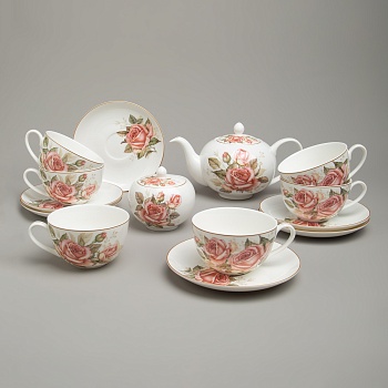 СЕРВИЗ ЧАЙНЫЙ LEFARD "КОРЕЙСКАЯ РОЗА" НА 6 ПЕР. 14 ПР. (КОР=2НАБ.)