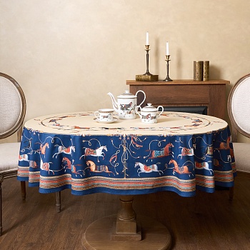 СКАТЕРТЬ ОВАЛЬНАЯ "PASSAGE"140Х300СМ ,БЕЖЕВЫЙ, 100% ХЛОПОК,ТВИЛ, ПРОПИТКА