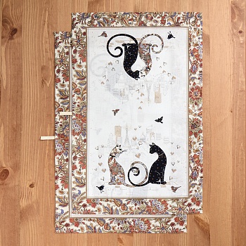 НАБОР  ПОЛОТЕНЕЦ ИЗ 2-Х ШТ "ПАРИЖСКИЕ КОТЫ" 40Х60СМ, 100% ХЛОПОК, БЕЛЫЙ ТВИЛ