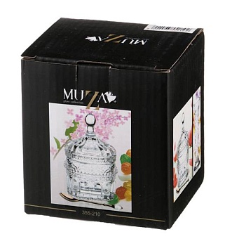 ИКОРНИЦА С ЛОЖКОЙ 125 МЛ. 7,5*7,5 СМ. ВЫСОТА=12 СМ. КОЛЛЕКЦИЯ "MUZA" (КОР=24ШТ.)