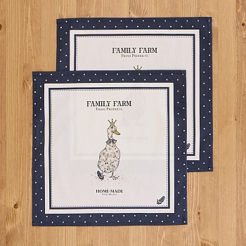 НАБОР САЛФЕТОК ИЗ 2-Х ШТ "FAMILY FARM" ,40Х40СМ,СИНИЙ,100% ХЛОПОК,ТВИЛ