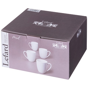 НАБОР КРУЖЕК LEFARD "PEARL" 4 ШТ. 8,9*12,4*10,7 СМ 410 МЛ (КОР=6НАБ.)