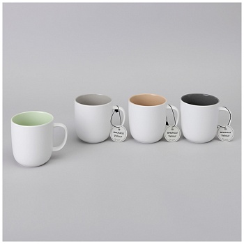 НАБОР КРУЖЕК  BRONCO "VELOUR" 4 ШТ. 400 МЛ МИКС БЕЛЫЙ