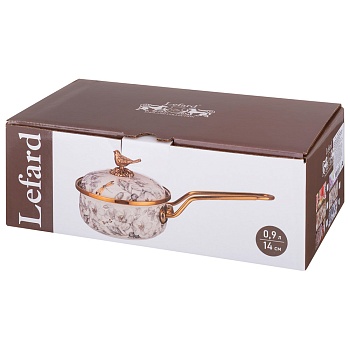 КОВШ LEFARD ЭМАЛИРОВАННЫЙ, СЕРИЯ ROYAL GARDEN 14СМ/0,9Л,  ДЛИНА=31СМ ПОДХОДИТ ДЛЯ ИНДУКЦИОН