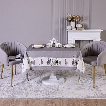 СКАТЕРТЬ "FAMILY FARM" 140Х180СМ ,100% ХЛОПОК , СЕРЫЙ , ТВИЛ, ПРОПИТКА