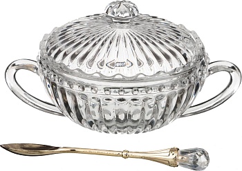 САХАРНИЦА С ЛОЖКОЙ 110 МЛ. 13*9.5 СМ. ВЫСОТА=7 СМ. КОЛЛЕКЦИЯ "MUZA" (КОР=36ШТ.)