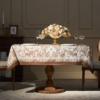 СКАТЕРТЬ " ROYAL GARDEN" 140Х180СМ ,БЕЛЫЙ ,100% ХЛОПОК ,ТВИЛ С ПРОПИТКОЙ