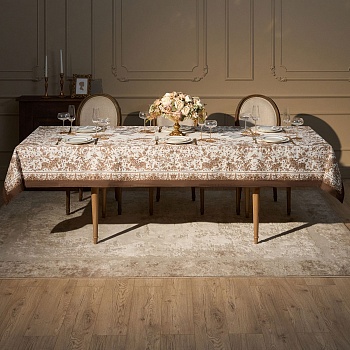 СКАТЕРТЬ " ROYAL GARDEN" 140Х300СМ ,БЕЛЫЙ ,100% ХЛОПОК ,ТВИЛ С ПРОПИТКОЙ