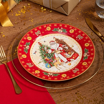 НАБОР ТАРЕЛОК ОБЕДЕННЫХ LEFARD "ДЕД МОРОЗ" 2 ШТ. 27 СМ КРАСНЫЙ (КОР=9НАБ.)