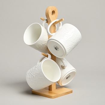 НАБОР КРУЖЕК LEFARD "MEADOW" 4 ШТ. 380 МЛ НА ДЕР. ПОДСТАВКЕ