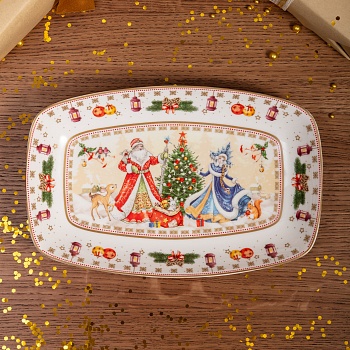 БЛЮДО LEFARD "ДЕД МОРОЗ И СНЕГУРОЧКА" ПРЯМОУГ. 25*16*3 СМ (КОР=12ШТ.)