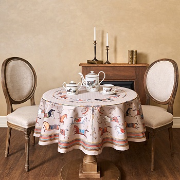 СКАТЕРТЬ КРУГЛАЯ "PASSAGE"150 СМ  ,КАПУЧИНО, 100% ХЛОПОК ,ТВИЛ