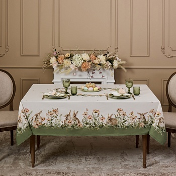 СКАТЕРТЬ "SENSE" 160Х220СМ ,ЗЕЛЕНЫЙ 100%ХЛОПОК, ТВИЛ С ПРОПИТКОЙ