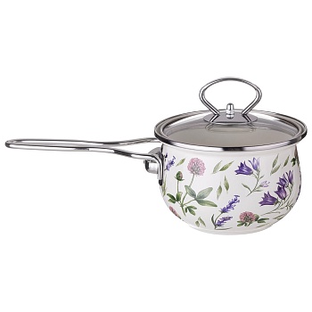 КОВШ ЭМАЛИРОВАННЫЙ СЕРИЯ "FLOWER STORY" 0,9Л, ДИА 14 СМ