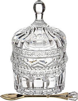 ИКОРНИЦА С ЛОЖКОЙ 155 МЛ 8,5*8,5 СМ. ВЫСОТА=13 СМ. КОЛЛЕКЦИЯ "MUZA" (КОР=24ШТ.)