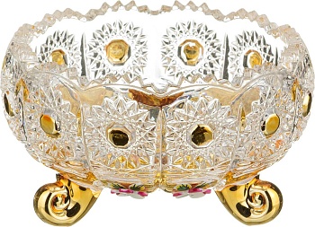 КОНФЕТНИЦА "LEFARD GOLD GLASS" ДИАМЕТР=11 СМ. ВЫСОТА=7 СМ. (КОР=36ШТ.)