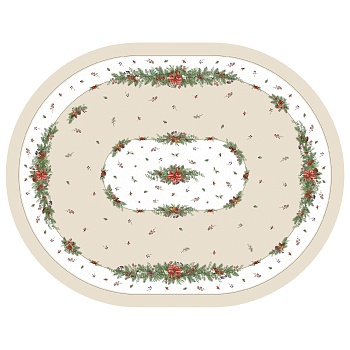 СКАТЕРТЬ  160Х220 CM ОВАЛЬНАЯ, "CELEBRATION", ЦВЕТ: БЕЖЕВЫЙ, TM LEFARD, ПОЛИЭСТЕР 100% (КОР=20ШТ.)