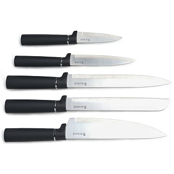 НАБОР AGNESS ИЗ 11ПР:5 НОЖЕЙ,ПОЛОВНИК,ЛОПАТКА,ШУМОВКА,ПОДСТАВКА,НОЖЕТОЧКА,НОЖНИЦЫ,ЧЕРНЫЙ МРАМОР/СЕРЫ