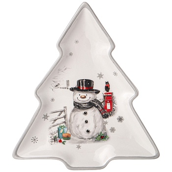 ТАРЕЛКА В ФОРМЕ ЕЛКИ AGNESS "С НОВЫМ ГОДОМ!" 23*20,2*2,2 СМ (КОР=24ШТ.)