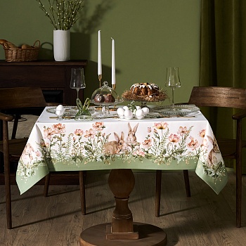 СКАТЕРТЬ "SENSE" 110Х145СМ ,ЗЕЛЕНЫЙ, ТВИЛ100% ХЛОПОК С ПРОПИТКОЙ