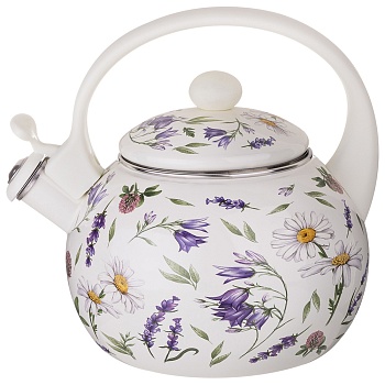 ЧАЙНИК AGNESS ЭМАЛИРОВАННЫЙ СО СВИСТКОМ СЕРИЯ "FLOWER STORY", 2,2 Л