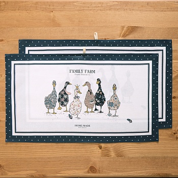 НАБОР ПОЛОТЕНЕЦ "FAMILY FARM",СИНИЙ ,40Х60СМ ТВИЛ,100% ХЛОПОК,