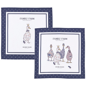 НАБОР САЛФЕТОК ИЗ 2-Х ШТ "FAMILY FARM",40Х40СМ, 100% ХЛОПОК ,СИНИЙ,ТВИЛ,