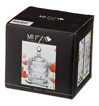 ИКОРНИЦА С ЛОЖКОЙ 155 МЛ 8,5*8,5 СМ. ВЫСОТА=13 СМ. КОЛЛЕКЦИЯ "MUZA" (КОР=24ШТ.)