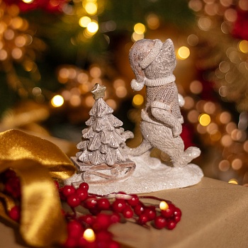 СТАТУЭТКА "КОТИК С ЕЛОЧКОЙ" 13Х5,5Х11,5 СМ