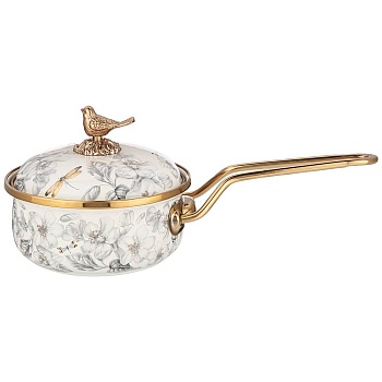 КОВШ AGNESS ЭМАЛИРОВАННЫЙ, СЕРИЯ ЯБЛОНЕВЫЙ САД 14СМ/0,9Л D=14 СМ  ДЛИНА=31СМ ПОДХОДИТ ДЛЯ ИНДУКЦИОН