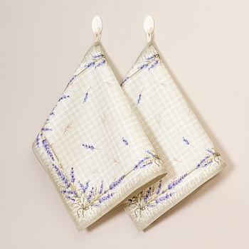 НАБОР ПОЛОТЕНЕЦ ИЗ 2-Х ШТ "ДУША ПРОВАНСА",40Х60СМ, 100% ХЛОПОК,ТВИЛ,КЛЕТКА