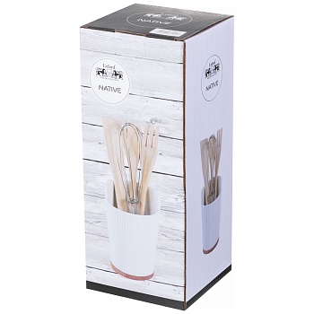 НАБОР КУХОННЫХ ПРИБОРОВ LEFARD "NATIVE" 4 ПР. С ПОДСТАВКОЙ 10*14,5 СМ (КОР=16ШТ.)