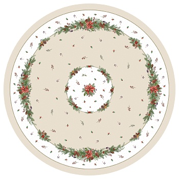 СКАТЕРТЬ  D145 CM КРУГЛАЯ, "CELEBRATION", ЦВЕТ: БЕЖЕВЫЙ, TM LEFARD, ПОЛИЭСТЕР 100% (КОР=32ШТ.)