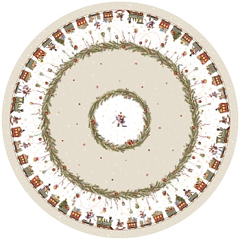 СКАТЕРТЬ  D220 CM КРУГЛАЯ, "ЩЕЛКУНЧИК" ЦВЕТ: БЕЖЕВЫЙ, TM LEFARD, ПОЛИЭСТЕР 100% (КОР=16ШТ.)