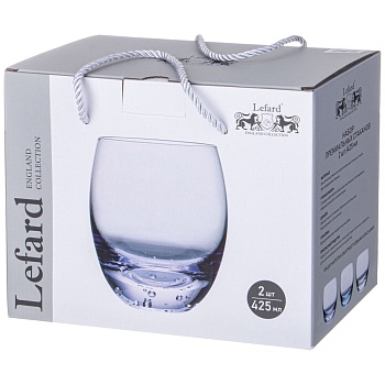 НАБОР СТАКАНОВ ДЛЯ ВОДЫ/СОКА ИЗ 2 ШТ "BUBLES" BLUE 425 МЛ