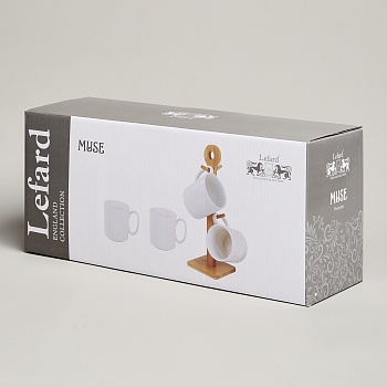 НАБОР КРУЖЕК LEFARD "MUSE" 4 ШТ. 380 МЛ НА ДЕР. ПОДСТАВКЕ