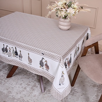 СКАТЕРТЬ "FAMILY FARM" 140Х180СМ ,100% ХЛОПОК, КЛЕТКА ,ТВИЛ, ПРОПИТКА