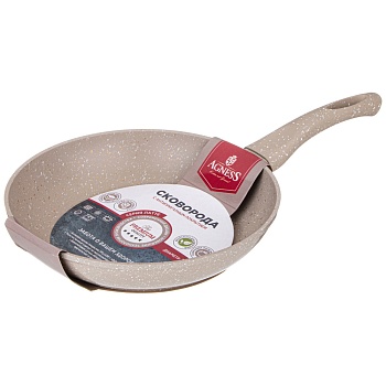 СКОВОРОДА AGNESS С АНТИПРИГАРНЫМ ПОКРЫТИЕМ "LATTE", 22Х4,5СМ