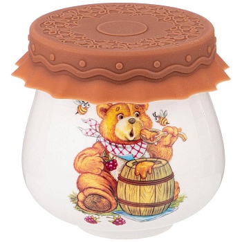 БАНОЧКА С СИЛИКОНОВОЙ КРЫШКОЙ LEFARD "МЕД" 180 МЛ (КОР=72ШТ.)