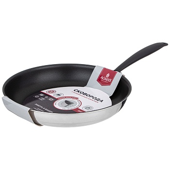 СКОВОРОДА C АНТИПРИГАРНЫМ ПОКРЫТИЕМ "IRON CHEF" AGNESS 28*5.2CM ТЕХНОЛОГИЯ 3-PLY, НЕРЖ.СТАЛЬ 18/10